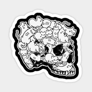 Doodle Cat Skull Nu Goth Aesthetic Waccan Halloween Gift Magnet