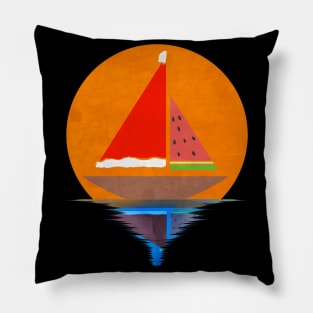 Sundown Sailing Ship Santas Hat Watermelon Christmas In July Pillow