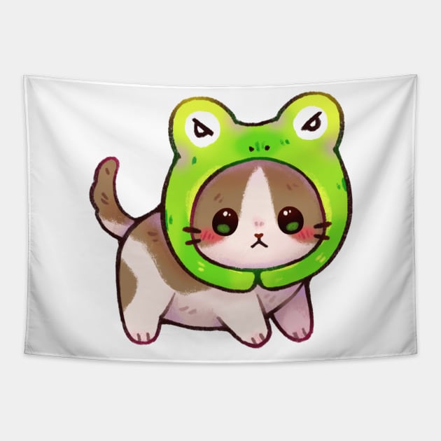 Frog Kitty Tapestry by Riacchie Illustrations