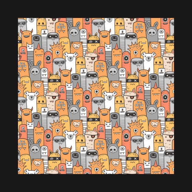 Monsters & Friends in Orange by CajaDesign