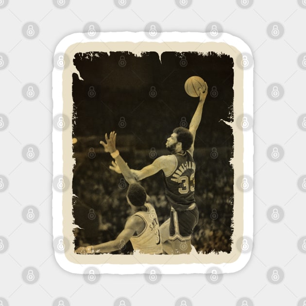 Kareem Abdul Jabbar - Vintage Design Of Basketball Magnet by JULIAN AKBAR PROJECT