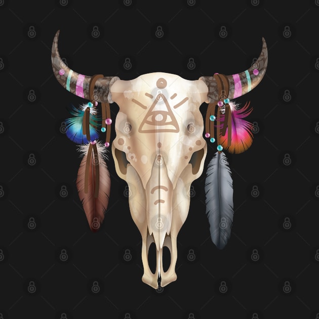 Boho Cow Skull by LouMax