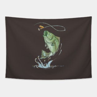 Bass jumping at night Tapestry