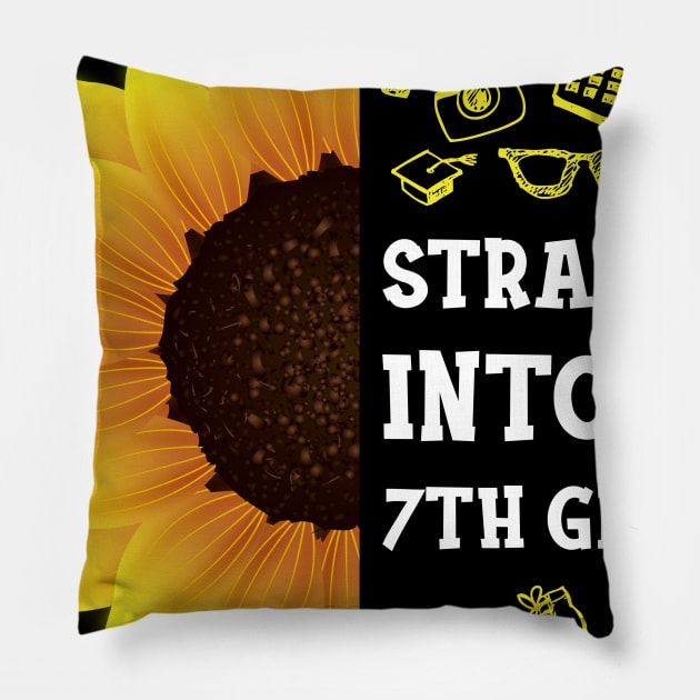 Straight into Seventh grade Back To School Sunflower Pillow by hardyhtud