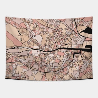 Dublin Map Pattern in Soft Pink Pastels Tapestry