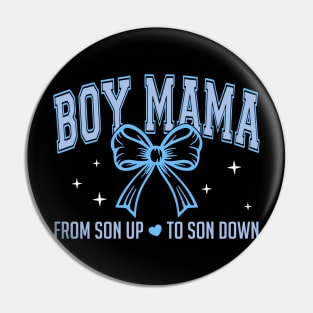 Boy Mama From Son Up to Son Down Cute Blue Bow Pin