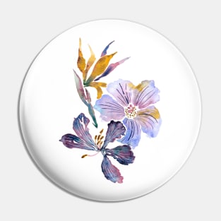 San Diego Watercolor Tropical Flowers Pin