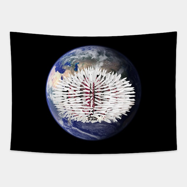 White sea urchin on planet earth Tapestry by FabuleusePlanete