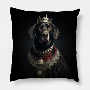 Majestic Black Labrador Retriever - Medieval English Queen Pillow