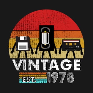 Vintage 1978 Floppy Disk VHS Cassette Tape 80s 90s birthday T-Shirt