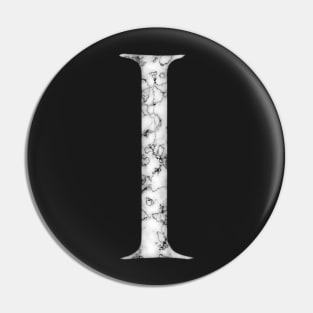 I in Roman White Marble Latin Alphabet Letter Sticker Pin