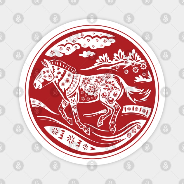 Chinese Zodiac - Horse Magnet by Peppermint Narwhal