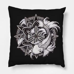 Koi Fish Mandala Pillow