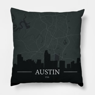 Austin city map with silhouette Pillow