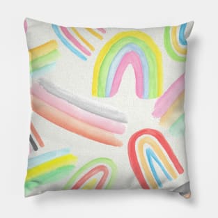 Colorful Watercolor Paint Swatches Brush Strokes Rainbow Abstract Art Pillow