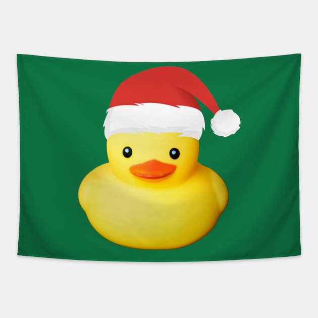 Cute Yellow Rubber Duck Santa Claus Christmas Family Costume Tapestry by peter2art