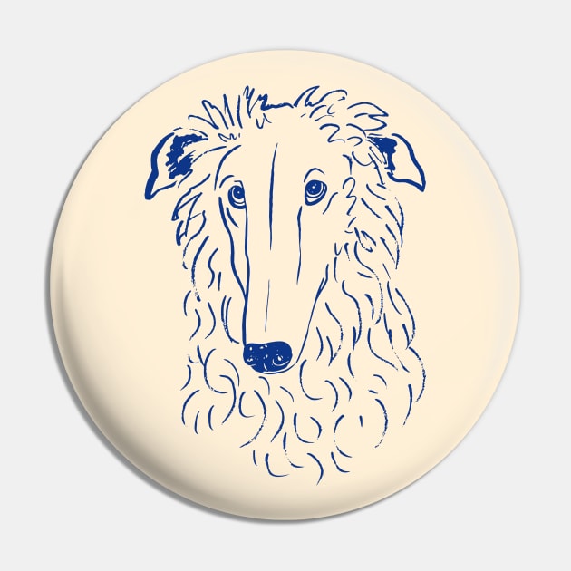 Borzoi (Beige and Blue) Pin by illucalliart