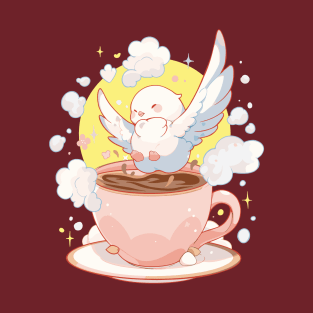 Dove on coffee cup t-shirt design T-Shirt