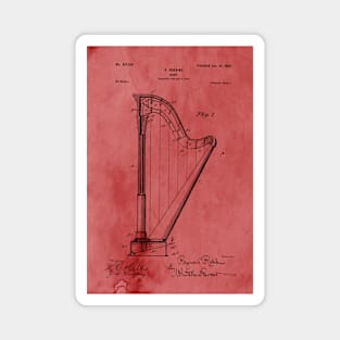 Vintage Rose Harp Patent Magnet