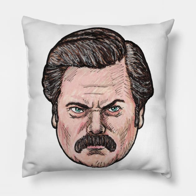 Ron Swanson Pillow by Dekes