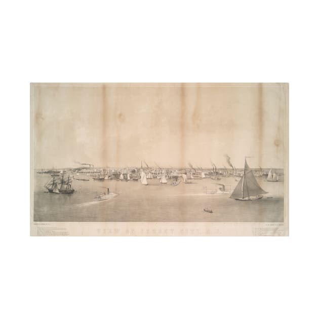 Vintage Pictorial View of Jersey City NJ (1866) by Bravuramedia