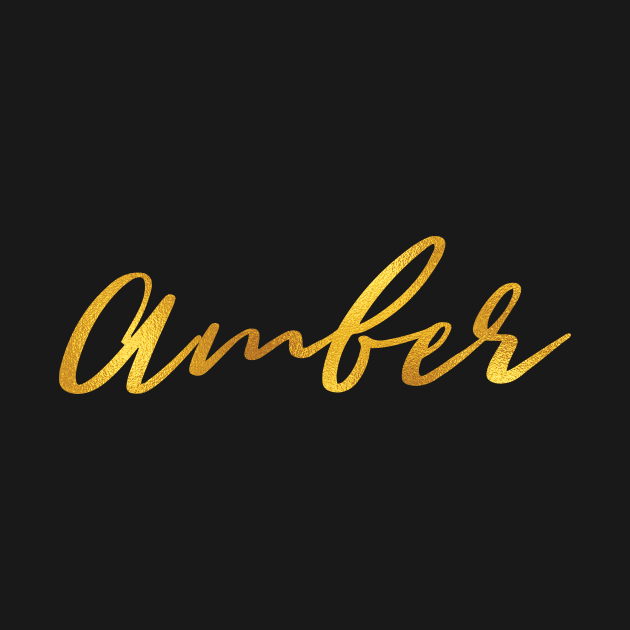 Amber Name Hand Lettering in Gold Letters by Pixel On Fire