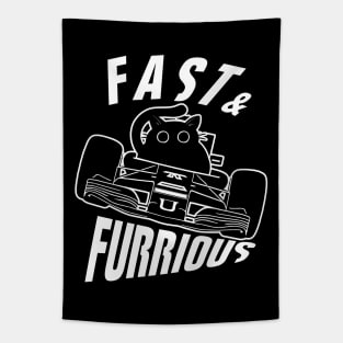 Funny FURRurious car driving Black Cat Tapestry