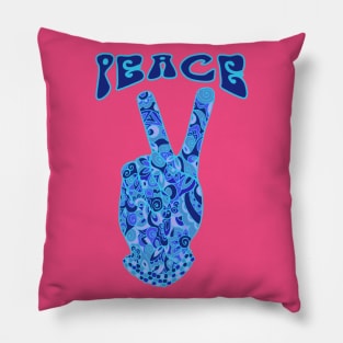 Peace Sign in Cool Blues Pillow