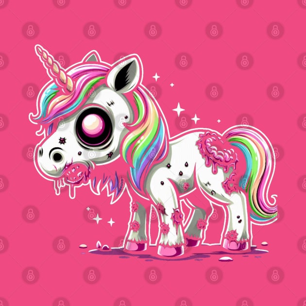 Rainbow Zombie Unicorn cute and scary by Patrick9