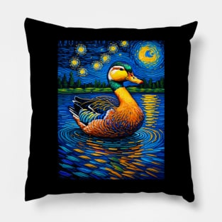 Duck in starry night Pillow