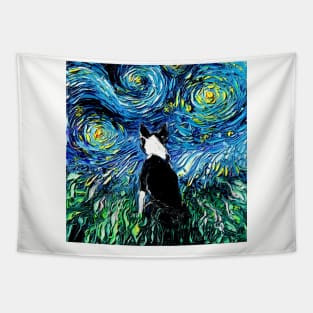 Boston Terrier Starry Night Tapestry