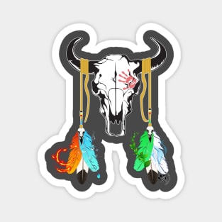 Bison Skull n' Elemental Feathers Magnet