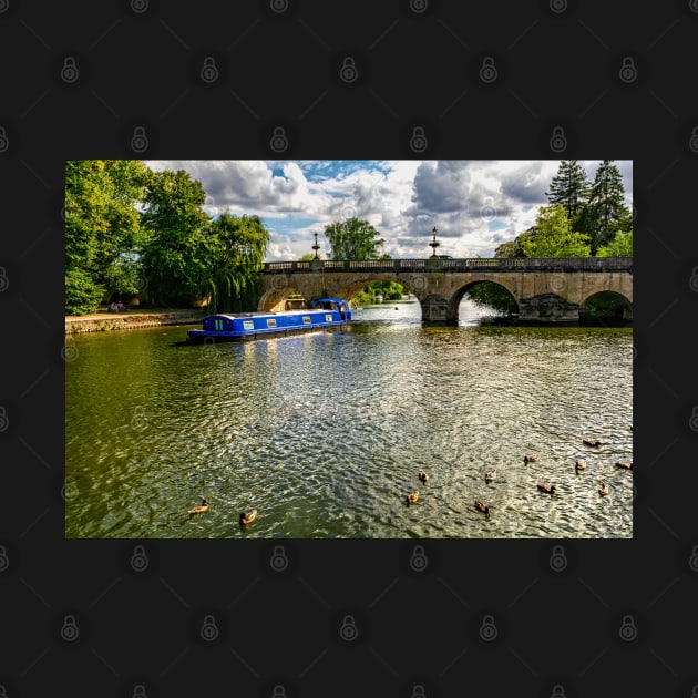 A Blue Narrowboat at Wallingford Bridge by IanWL