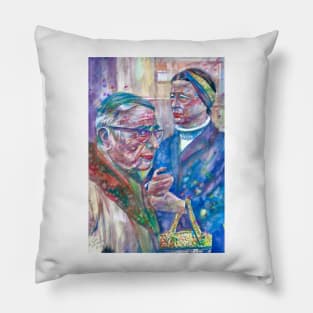 SARTRE and SIMONE DE BEAUVOIR watercolor portrait .3 Pillow