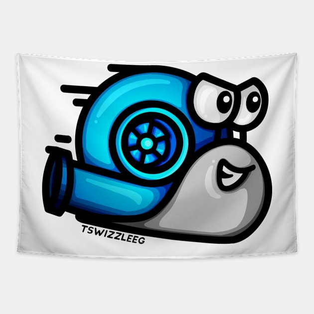 Turbo Snail - Gray/Deep Blue Tapestry by hoddynoddy