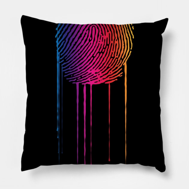 Rainbow Fingerprint Pillow by bobyberto