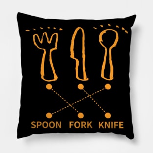 spoon, fork and knife Pillow