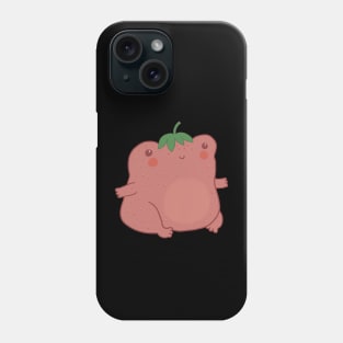 Strawberry Cute Chubby Toad,  Pastel Pink Kawaii Cottagecore Aesthetic Frog Phone Case