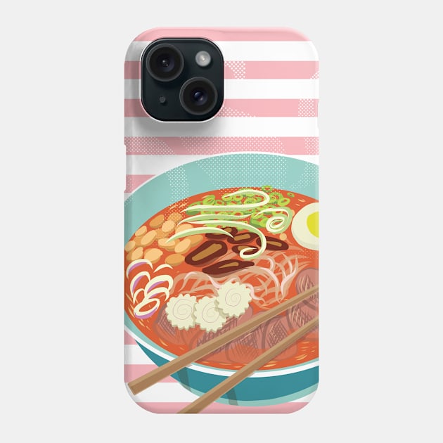 Kawaii Hot Ramen Phone Case by Euodos