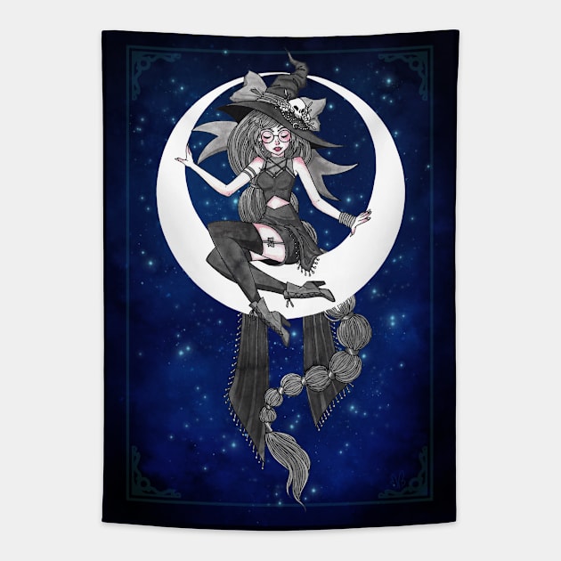 Witch in the Moon Tapestry by Milliebeedoodles