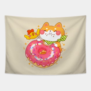 Shiba Inu Giant Donut Tapestry