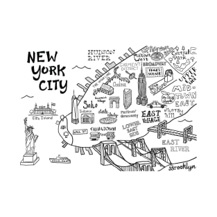 New York City Illustrated Map T-Shirt