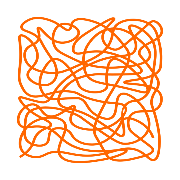 Orange abstract doodle lines pattern design by Baobabprintstore