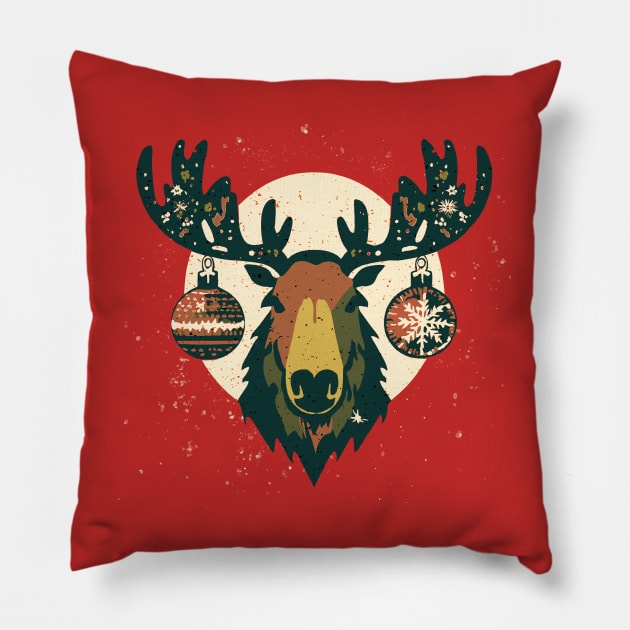 Christmas Moose Pillow by Midcenturydave