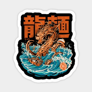 Black Great Ramen Dragon off Kanagawa Magnet