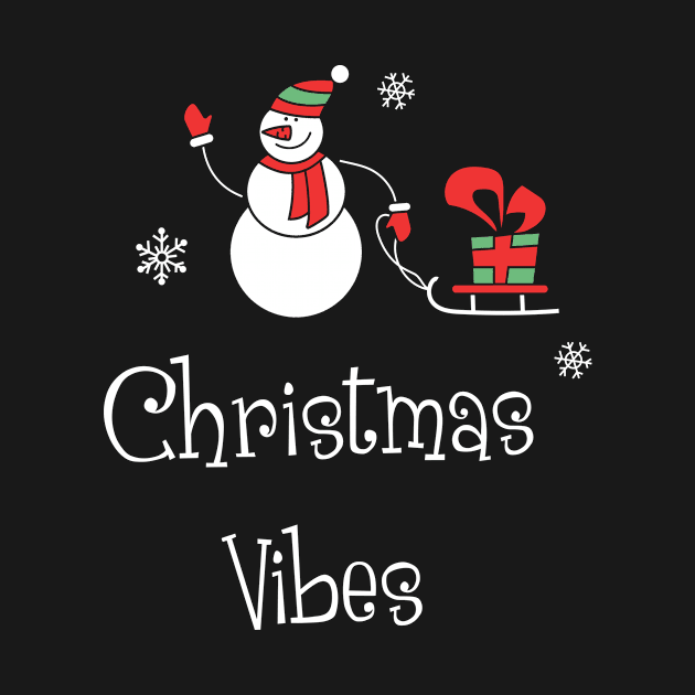 Christmas vibes Shirt Funny Santa Christmas Tshirt Boy Girl Holiday Gift Cute Snowmie Christmas Tee by NickDezArts