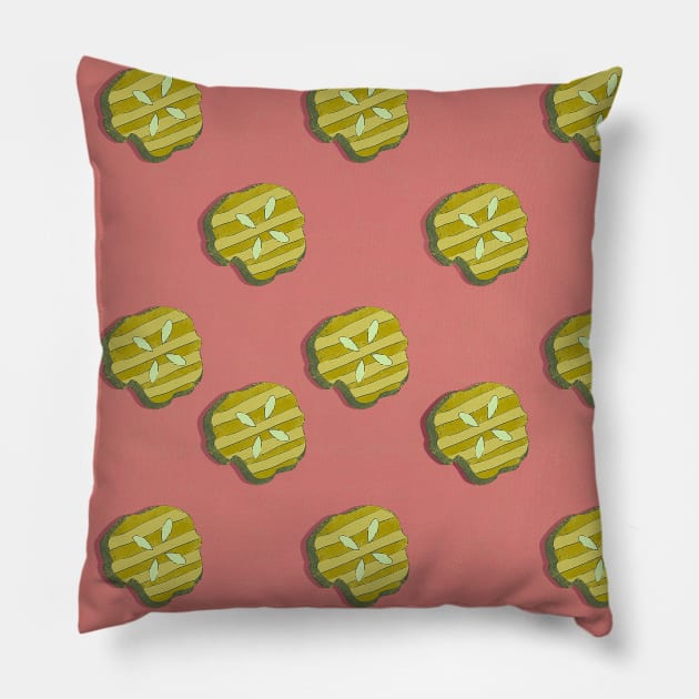 Retro Pink Pickle  Fast Food Pattern Pillow by so_celia