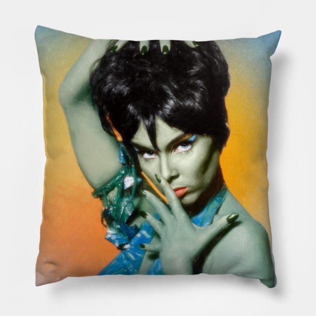 Trekkery Orion Green Woman Dancer Oil Pastels Pillow by OrionLodubyal