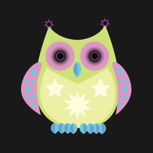 Star Owl - Green Purple Blue T-Shirt