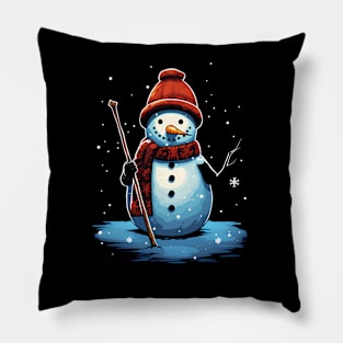 Cute Snowman in the snow Pillow